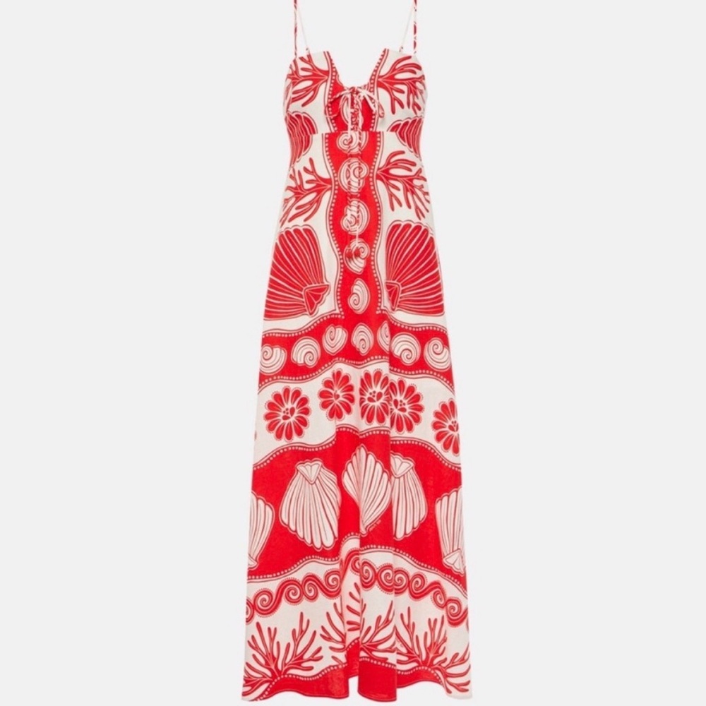 Farm Rio Red and White Maxi Dress